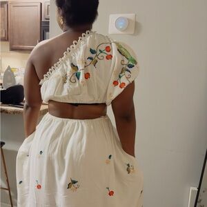 FARM RIO Pitanga one shoulder cut-out maxi dress